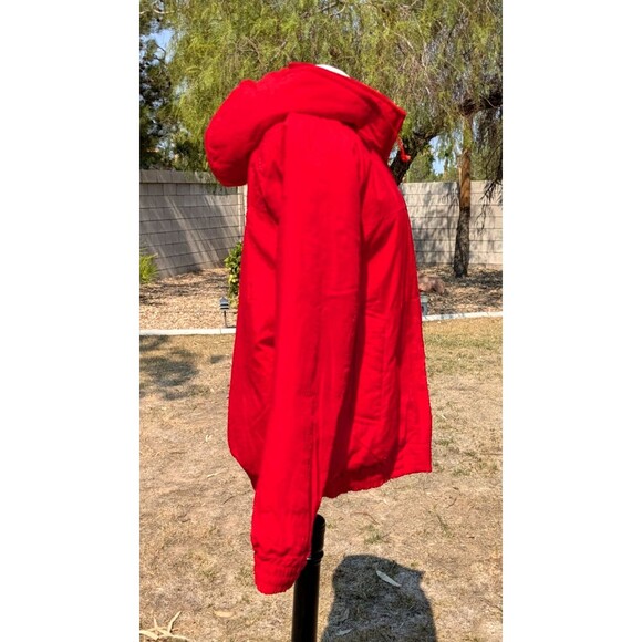 British Mist Detachable Hood Unisex EU50/Men's Lg Fire Red Parka Jacket Coat EUC - Picture 6 of 11